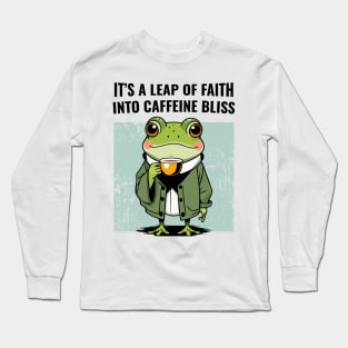Frog Drinking Coffee Long Sleeve T-Shirt